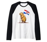 Croatian Pride Capybara Croatia Flag Croatian Roots Raglan Baseball Tee