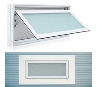 CroBlissful 1 Pcs 32 x 14 Inch Small Basement Windows White Vinyl Bathroom Window Shed Window Mobile Home Windows with Double Glazing Screen for Glass Block Cabins House Garage (Frosted Glass)