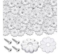 CroBlissful 100 Pack Rosette Washers with Screws, Mobile Home/Rv Ceiling White Rosette Buttons, Diameter 1-1/8 Inch Decorative Washers (Clear)