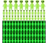CroBlissful 100 Pcs Glow in The Dark Mini Alien Figure Little Alien Statue to Hide and Seek Luminous Tiny Aliens Figurine for Cake Toppers Halloween Goodie Bag Fillers Space Party Decor Gifts