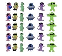 CroBlissful 100pcs Luminous Little Alien Figures Tiny Extraterrestrial Figurines Set Include 6 Styles Glow in Dark Small Alien Statues for Halloween Pinata Filling Gifts Tabletop Decor Hide and Seek