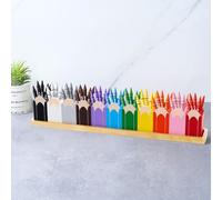 CroBlissful 11 Pcs Pencil Shaped Crayon Holder with Stand Wooden Crayon Organizer for Classroom Colored Pencil Holder for Classroom Office Back to School Supplies (Pencils Not Included)