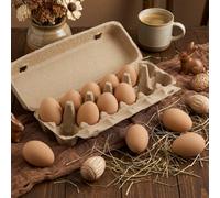 CroBlissful 12 Pcs Brown Easter Ceramic Eggs Fake Nest Egg Easter Decoration for Easters Egg Hunt Crafts Bowl Basket Fillers Easters Home Party Decor