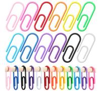 CroBlissful 12 Pcs Colorful Jumbo Paper Clips Shower Curtain Hooks Rings for Bathroom Rod Funny Paperclip-Shaped Rainbow Color Plastic Hooks for Shower Curtain Easy Gliding Rings Fits Most Size Rods