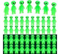 CroBlissful 150 Pcs Mini Alien Figures Glow in The Dark Small Little Tiny Aliens Figurine for Space Party Favors Prank Rubber Toys Bulk Gifts for Halloween Party Goodie Bag Fillers Piñata Stuffers