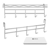 CroBlissful 2 Pcs 5 Hook Attachment for Wire Shelving 1.5 x 12 x 4 Inch Hanging Hooks Rack Wire Chrome Plated Steel Shelf Accessories Metal Hook Bars for Storage Display Organizer(Silver)
