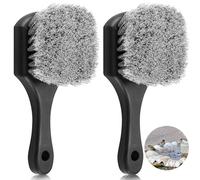 CroBlissful 2 Pcs Bird Bath Cleaning Brush Hard Bristle Stiff Bristle Brush with Plastic Handle Utility Scrub for Bird Feeder Bath Accessories Fountain Outdoor Cleaning(Gray)
