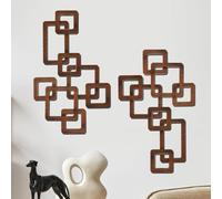 CroBlissful 2 Pcs Wooden Mid Century Modern Wall Decor 3D Mid Century Modern Elegance Wall Accents Vintage Abstract Geometric Panels Art for Home Room(Classic Style,Brown)