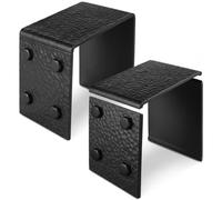 CroBlissful 2 Set 8" x 8" Black Hammered Beam Strap for 7.5" Faux Wood Beams, Rustic Iron Style Rubber Strapping for Ceiling, Decorative Metal Look Accessories for Heritage Timber