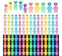 CroBlissful 200 Pcs Colorful Mini Alien Figures Glow in The Dark Small Little Tiny Aliens Figurine for Space Party Favors Prank Rubber Toys Bulk Gifts for Goodie Bag Filler Piñata Stuffers