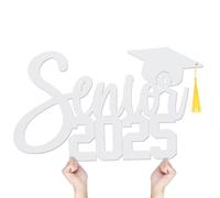 CroBlissful 2025 Senior Sign Graduation Party Decorations Wooden 17 Inch Senior 2025 Board Photo Booth Props Senior Class of 2025 Grad Picture Props for 2025 Graduation Senior Night Party(White)