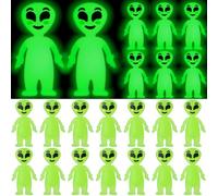 CroBlissful 25 Pcs Glow in The Dark Mini Alien Figure Little Alien Statue to Hide and Seek Luminous Tiny Aliens Figurine for Cake Toppers Halloween Goodie Bag Fillers Space Party Decor Gifts