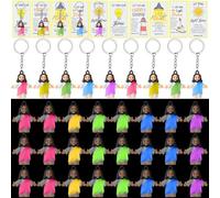 CroBlissful 25 Set Jesus Keychain Bulk Include Luminous Little Jesus Figurines Vbs Gifts Blessing Cards for Sunday School Nativity Baptism Gift Supplies Bible Christian Keychains for Party Favors