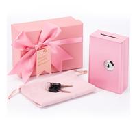 CroBlissful 3 Pcs Metal Cash Box, Pocket Size Winners Bank Small Portable Money Slot with 2 Keys and Storage Bag Gift Box, Casino Cash Organizer Gift Stops Addictive Urges to Casino