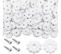 CroBlissful 30 Pack Rosette Washers with Screws, Mobile Home/RV Ceiling Rosette Buttons, Diameter 1-1/8 Inch Decorative Washers (White)