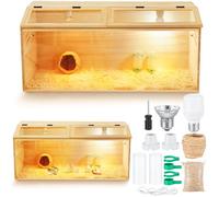 CroBlissful 32 x 16 x 16 in Brooder Box for Chicken Quails Sliding Door, Bulb Set and Feeder, Indoor Chicks Coop Brooder Box Kit, for Ducks, Rabbit, Hamsters, Lizards, Mice, Rat
