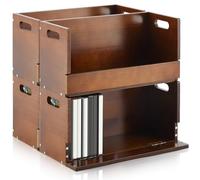 CroBlissful 4 Set Wooden DVD Storage Box Cassette Tape Display Rack Holder with Carrying Handle Organizer Shelf for Movie Video Game Cases CD Organizer Can Store up to 104 DVDs
