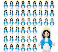 CroBlissful 50 Pack Little Virgin Mary Figurines Bulk Mini Easter Jesus Figures for Thanksgiving Day Easter Eggs Stuffers Sunday Baptism Gifts (Virgin Mary,Blue)