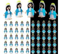CroBlissful 50 Pack Little Virgin Mary Figurines Bulk Mini Virgin Mary Doll Easter Jesus Figures for Thanksgiving Day Hide Easter Eggs Stuffers Sunday Baptism Gifts (Bright Blue)