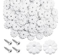 CroBlissful 50 Pack Rosette Washers with Screws, Mobile Home/RV Ceiling Rosette Buttons, Diameter 1-1/8 Inch Decorative Washers (White)