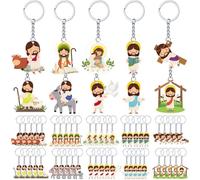 CroBlissful 50 Pcs Acrylic Jesus Keychains Bulk Christian Key Chains for Sunday School Baptism Bible Keychain for Easter,Nativity First Communion Supplies,Religious Cross Jesus Gifts for Women Men,