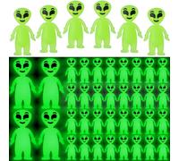 CroBlissful 50 Pcs Glow in The Dark Mini Alien Figure Little Alien Statue to Hide and Seek Luminous Tiny Aliens Figurine for Cake Toppers Halloween Goodie Bag Fillers Space Party Decor Gifts
