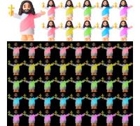 CroBlissful 50 Pcs Little Jesus Figures Bulk Glow in The Dark Mini Jesus Figurine Toys to Hide and Seek Religious Party Favors Tiny Christ Savior Doll for Halloween Sunday School Baptism Gifts