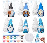 CroBlissful 6 Sets Winter Gnome Paint Your Own Ceramic Statues Ready to Paint Winter Gnome Figurines Unpainted Plaster Arts and Crafts with Brush Palette for Adults Christmas Decor