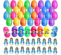 CroBlissful 96 Pcs Easter Eggs with Little Virgin Mary Figurines Bulk Include 48 Pcs Mini Virgin Mary Figurines and 48 Pack Plastic Colorful Easter Eggs for Easters Basket Stuffers Party Favors Gifts