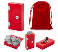 CroBlissful Acrylic Box for Gambler, Winners Bank Portable Safe Casino Money Pocket Sized Cash Box with 2 Keys and Storage Bag(Red,1 Pack)