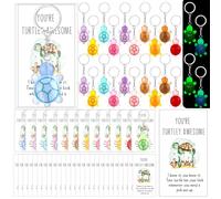 CroBlissful Back to School Gifts Bulk Positive Turtle Keychains Turtley Awesome Cards Employee Appreciation Gifts, Multicolor, Turtle keychain: about 3.78 inches