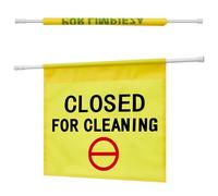 CroBlissful Closed for Cleaning Sign for Restroom English 30 x 53 Inch Expandable Commercial Yellow Hanging Doorway Safety Sign Banner for Janitors Bathroom Restaurant Maintenance
