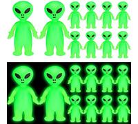 CroBlissful Mini Alien Figures Glow in The Dark Small Little Tiny Aliens Figurine for Space Party Favors Prank Rubber Toys Bulk Gifts for Halloween Party Goodie Bag Fillers Piñata Stuffers (15 Pcs)