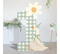 CroBlissful One Silly Goose Party Decorations 1st Birthday Silly Goose Backdrop Duck Animal Background Prop for Birthday Baby Shower Party Supplies (Sage Green,Daisy Style)