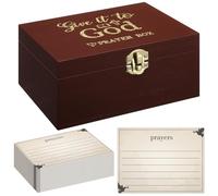 CroBlissful Prayer Box with 100 Pcs Cards to Write on, 6. 8 x 5 x 3 Inches Blank Wooden Prayer Request Cards Box for Women Christian Bible Gifts Father's Day(Vintage)