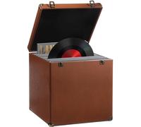 CroBlissful Vinyl Record Storage Carrying Case with Lock, 13 Inch for 100+ Single Records LP Record Player Crates Water Resistant with Lid & Handle for Valuable Album Collection(Brown)