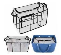 Croc Charms Beach Bag Organizer Insert Compatible for Bogg Bag X Large, Waterproof Translucent Frosted Beach Bag Insert Divider Pouch, 15.6 x 8.4 x 10.8 Inches Beach Tote Bag Insert Organizer Liner