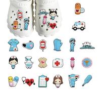 Croc Charms Nurse - 20PCS Croc Charms, Funny Croc Charms, DIY Croc Accessories, Cute Nurse Shoe Clips, Medical Styling Ornament, Cartoon Shoe Charms, Fun Shoe Buckles for Nurses and Healthcare Workers