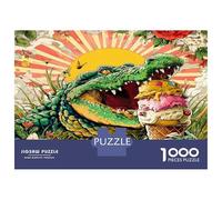 Croc Ice Cream Sun 1000 Piece Jigsaw Puzzle Whimsical Wildlife Fun Puzzle for Adults Recycled Cardboard Educational Game Challenge Fun Home Activity Great Gift for Family Lovers Cognitive Development