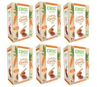 CROC' LEGUMES Authentic French Waffle Organic Crackers Snack, Carrot & Cumin Flavor, Made with 40% Vegetable, Natural Ingredients, Pack of 6 x 40g Boxes