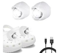 Croc Lights 2Pcs, Croc Headlights for Crocs Shoes with IPX5 Waterproof & 3 Light Modes Headlights, for Walking, Cycling, Adults, Kids (White)