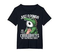 Croc Panda Crocodile Pandabear Alligator Panda T-Shirt, Women's Plus, Black, 5X