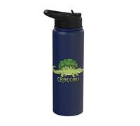 Croccoli Funny Food Pun Crocodile Broccoli Veggie Stainless Steel Insulated Water Bottle