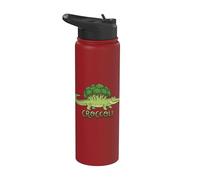 Croccoli Funny Food Pun Crocodile Broccoli Veggie Stainless Steel Insulated Water Bottle
