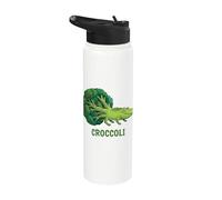 Croccoli Funny Food Pun Crocodile Broccoli Veggie Stainless Steel Insulated Water Bottle
