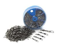 Croch 100Pcs Barrel Swivel with Safty Snap Connector Fishing #14, 12, 10, 8, 6, 4, 2