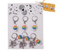 Crochet Accessories, Knitting Markers, Colourful Rainbow Bead Knitting Ideas, Removable Metal Lever Clasp for Crocheting, 3 Pieces Lockable Weave Markings with Claw Clasps for Crafts