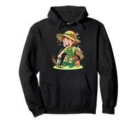 Crochet and Gardening Cute Gardener Straw Hat Lady Pullover Hoodie