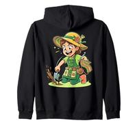 Crochet and Gardening Cute Gardener Straw Hat Lady Zip Hoodie