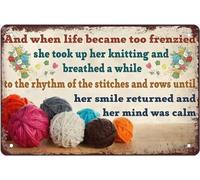 Crochet And Knitting Metal Sign Until Her Mind Was Calm Vintage Tin Sign Rustic Decor Home Kitchen Bar Cafe Club Cave Wall Decor Knitting Tin Sign for Women Men Plaque Tin Sign 8 X 12 Inch